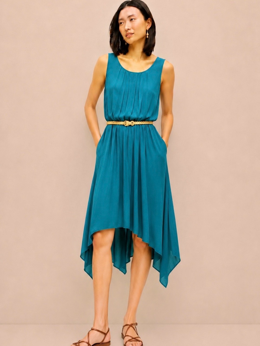 - Bisou Bisou Jade Belted Hi-Lo Dress Size 14 NWT